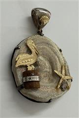 Starborn Creations Sterling Silver Pelican Starfish Shell Pendant 28.4G
